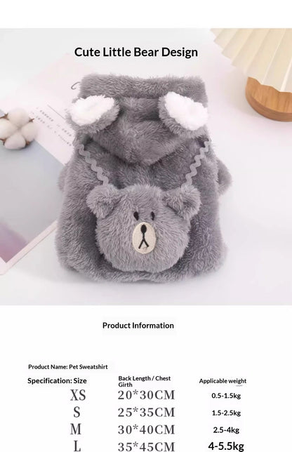 Winter Pet Clothing Teddy Bear-style Four-legged Outfit Fleece-lined And Extra-thick