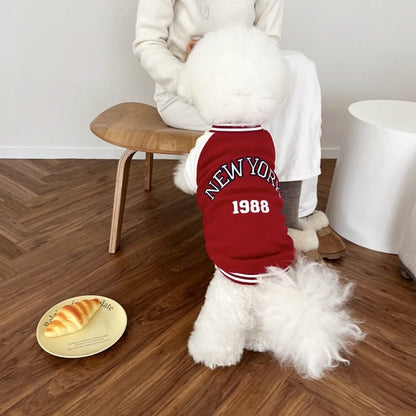Simple Printed Autumn Pet Baseball Uniform