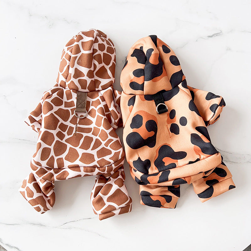 Leopard Print Pet Clothes Four-leg Traction Clothing