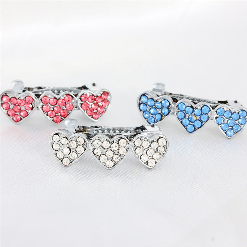 Rhinestone Alloy Peach Heart Barrettes Dog Pet Ornament