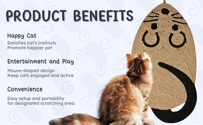 Cat Scratch Pad Made From Sisal Material Comfortable Cat Scratchers For Indoor Cats With Attractive Mouse Shape Cat Scratching Board As Furniture Protector For Happy Cats