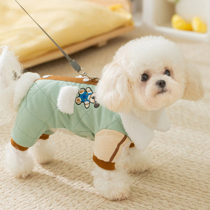 Warm and Thick Maillard Pocket Patch Four-Legged Cotton Coat for Dogs in Autumn and Winter. Pet Clothing for Small...