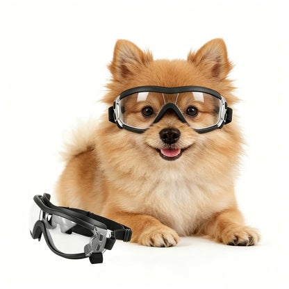 Clear Dog Goggles For Small Dogs, Protection Dog Sunglasses Small Breed, Driving Glasses For Dogs Stick Head Out Car Window, Windproof Dustproof, Adjustable, Transparent