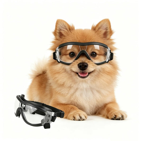 Clear Dog Goggles For Small Dogs, Protection Dog Sunglasses Small Breed, Driving Glasses For Dogs Stick Head Out Car Window, Windproof Dustproof, Adjustable, Transparent