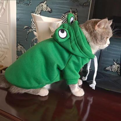 Soft Warm Cat Clothes For Small Dogs Cats Funny Halloween Cosplay Frog Costume Kitten Creative Sweatshirts Pet Autumn Hoodies