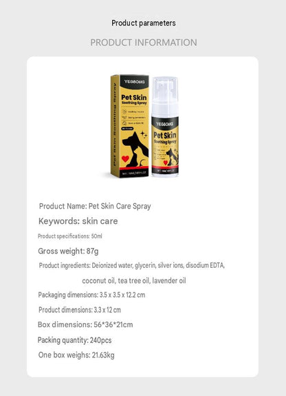 Yegbong Pet Skin Care Spray Gentle Ingredients Relieve Skin Discomfort In Pets External Use Care Spray