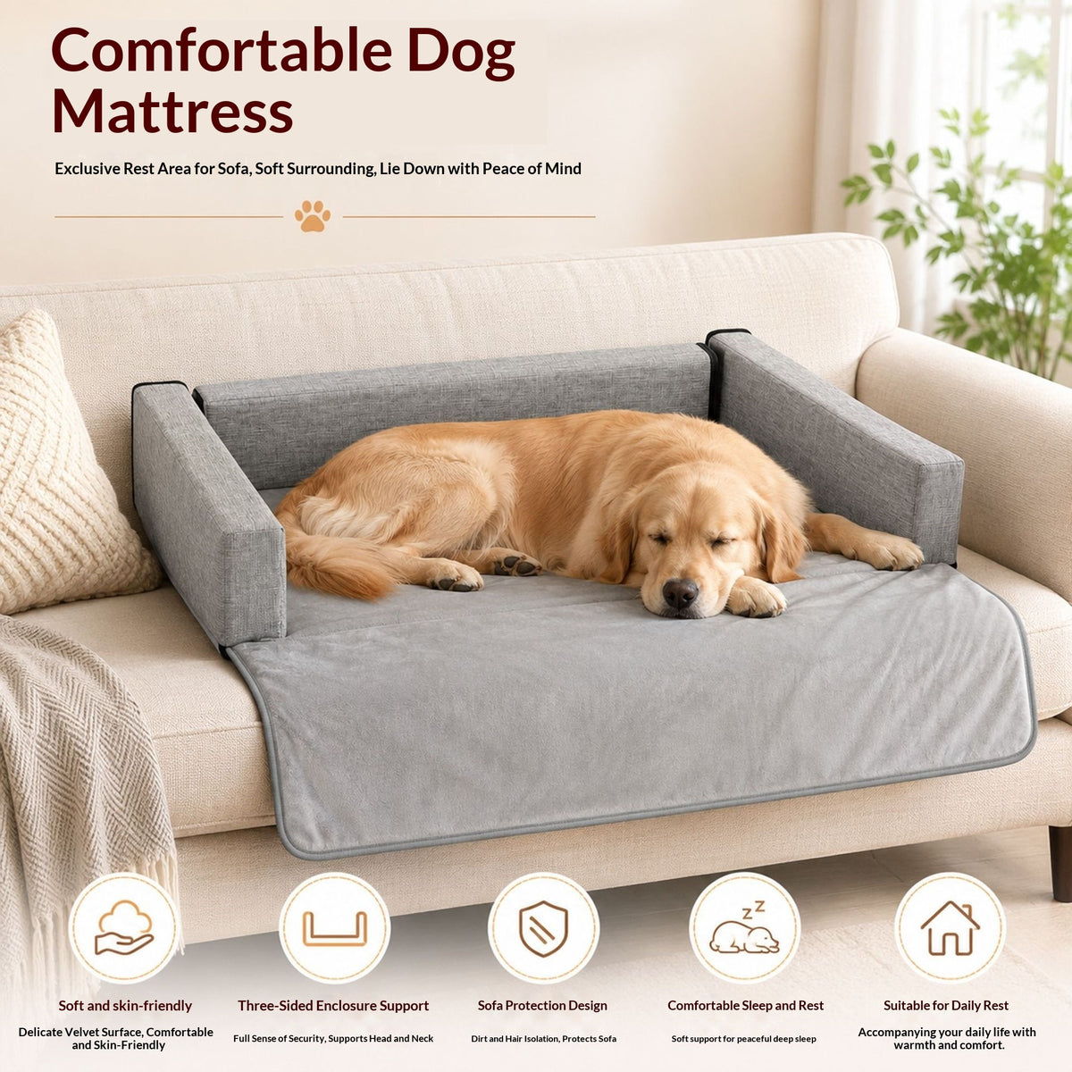 New Pet Sofa Mattress Detachable Design Easy To Clean Soft And Comfortable Skin-friendly Three Sides Surrounded By Pet Supplies