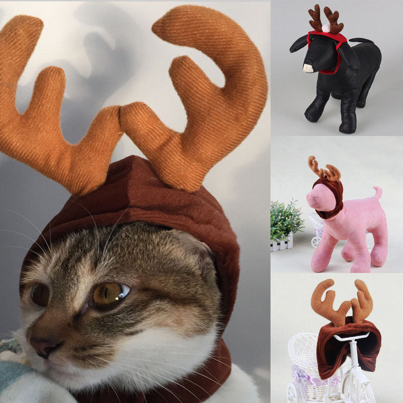 Christmas Pet Cat Dog Elk Deer Hat Reindeer Headband Cap