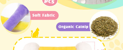 Swabs Catnip Toys Set Of Soft Plush Cat Kicker Toys Interactive Kitty Kick Sticks For Cat Lovers Gift Sturdy Cat Teething Chew Toy For Cat