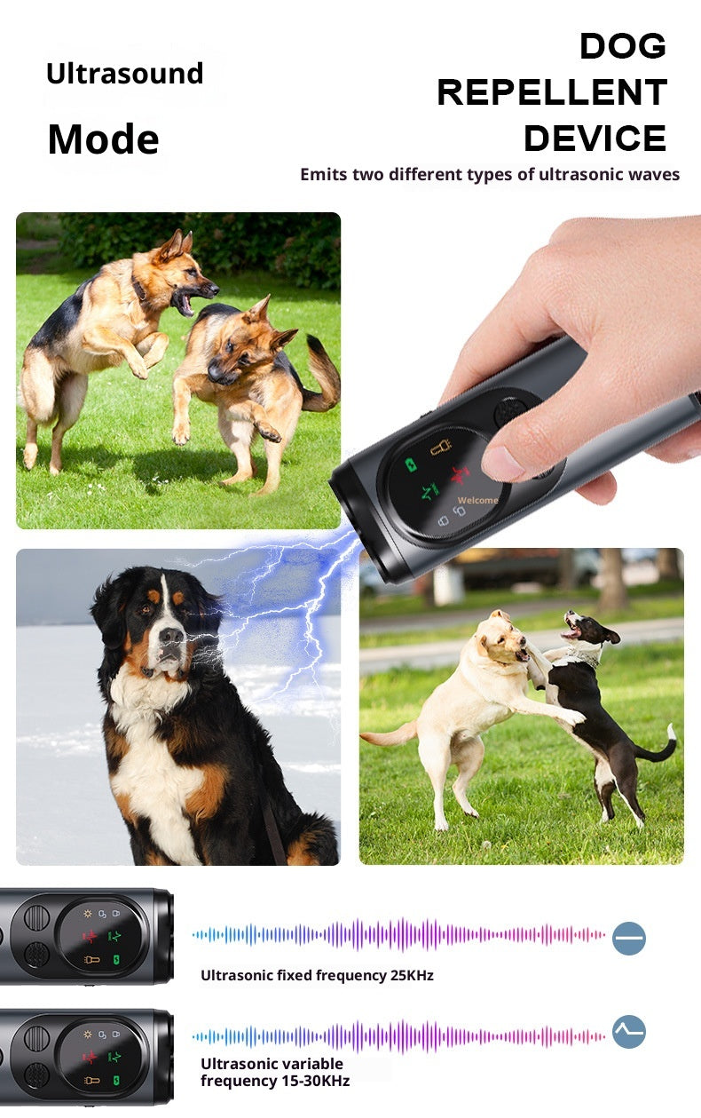Ultrasonic Three-head Dog Repellent Bark Stopper Handheld Portable Dog Trainer With Light Dog Repellent Anti-dog Bite Driving Device