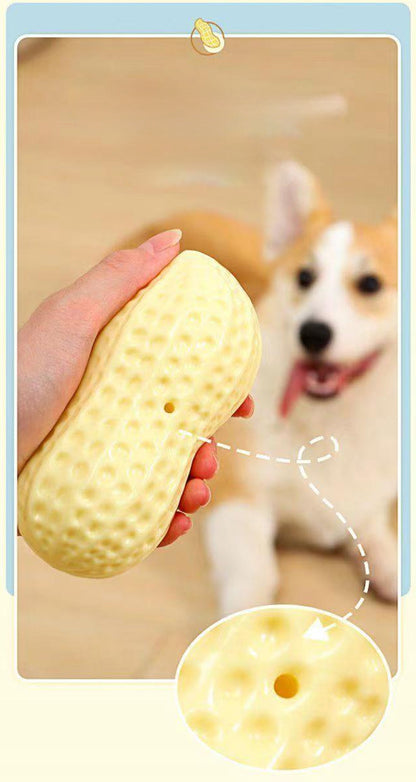 Dog Chewing Toy Simulation Peanut Squeaking Plaything Grinding Teeth Cleaning Anti Bite Rubber Cat Pet Toy Interactive Chew