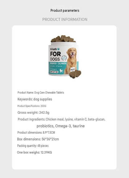 Dog Care Chewable Tablets Daily Care Dog Body Nutrition Balance Immune Quiet Care Tablets