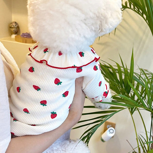Summer Thin Lace Strawberry Pet Cat Dog Clothes