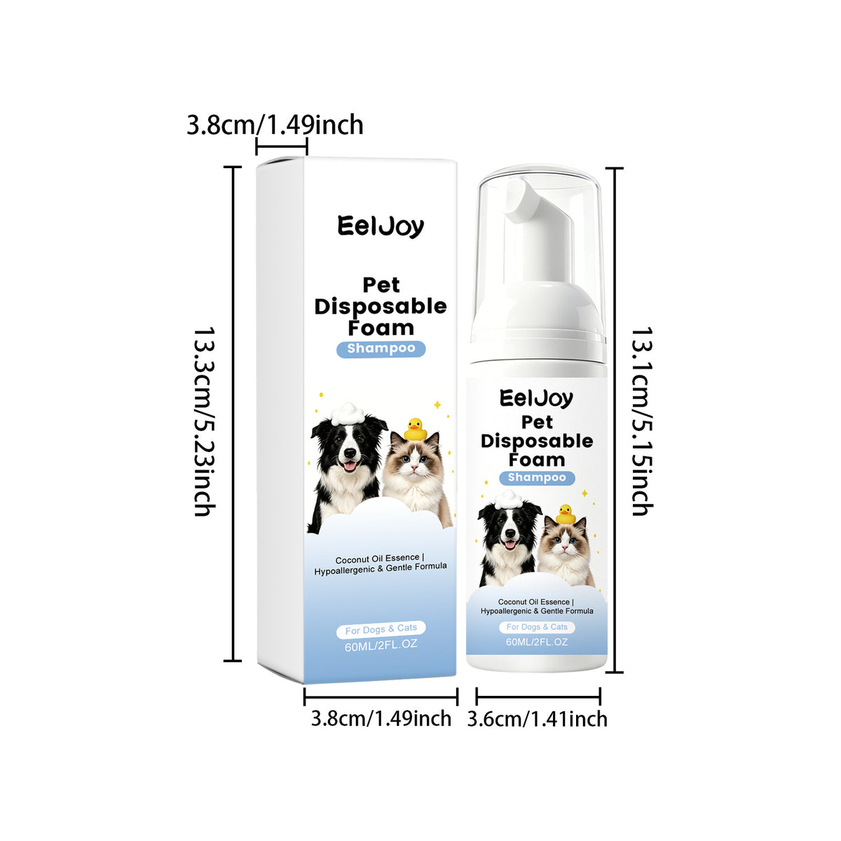 Eeljoy Pet No-Rinse Foam Shampoo Daily Gentle Formula Foam Cleanser For Cats And Dogs To Remove Odors