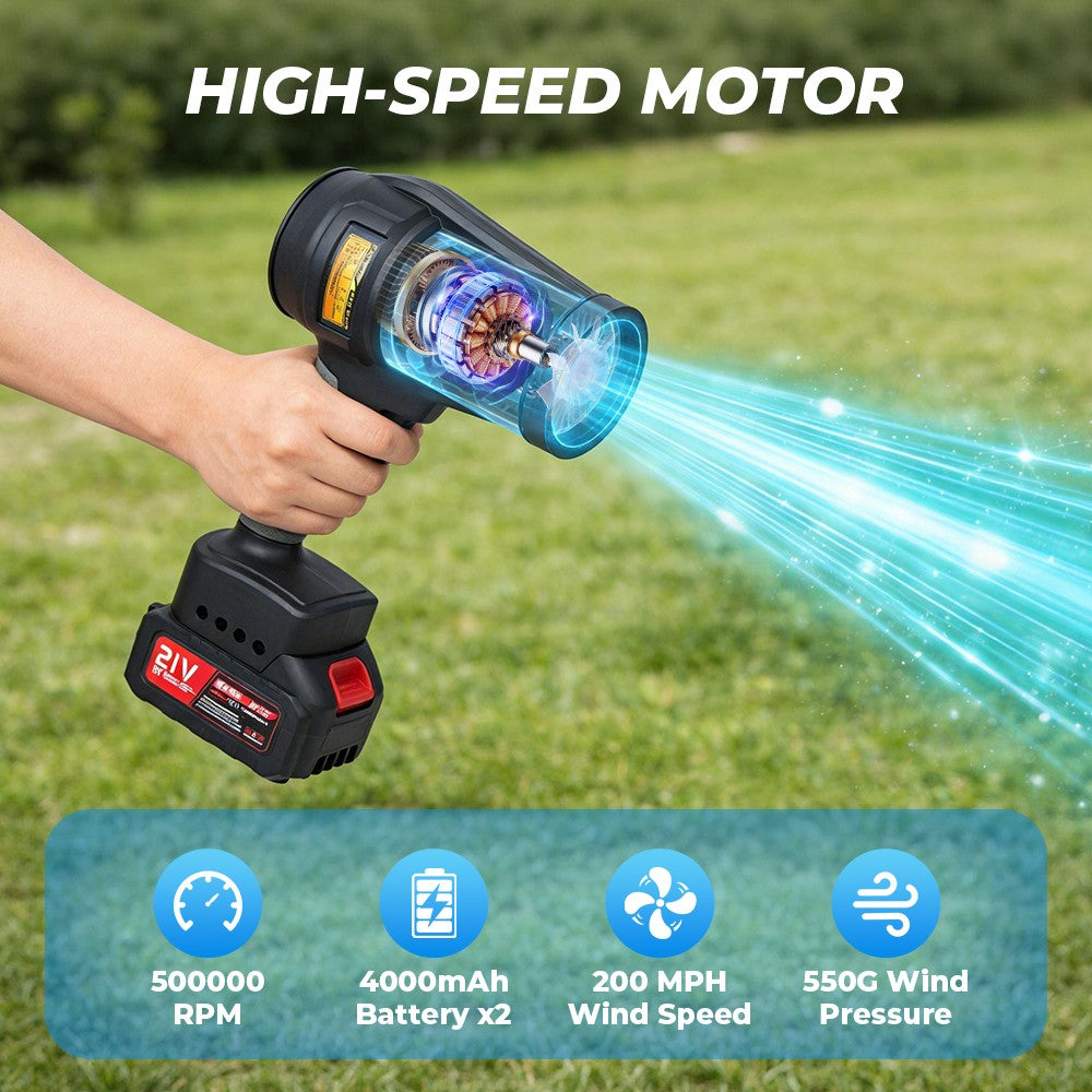 2 Battery Electric Cordless Leaf Blower Electric Turbo Jet Dry Air Blower Fan UK