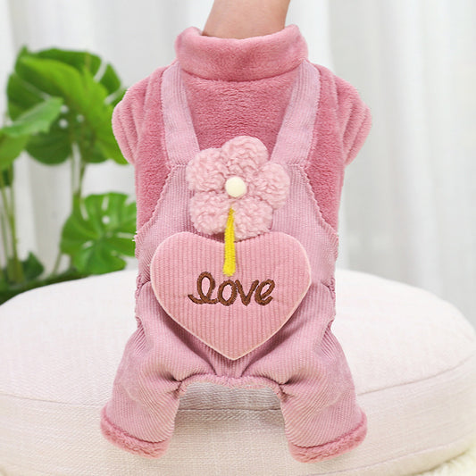 Pet Thicken Warm Four-legged Clothes Flower Pants