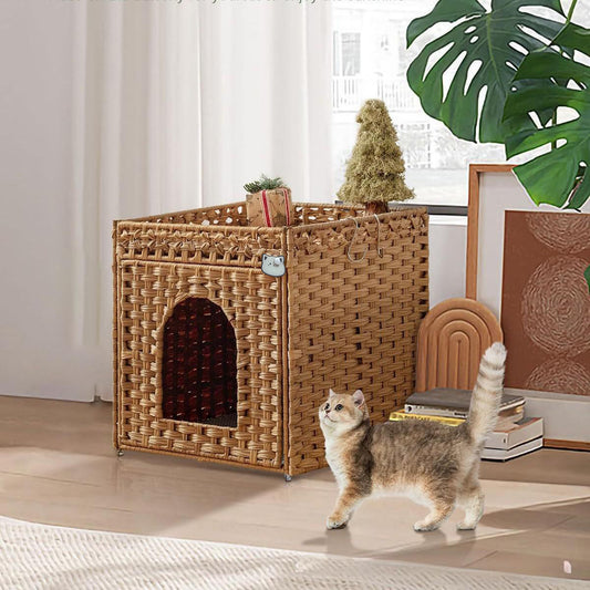 Breathable Semi-Enclosed All-Season Woven Cat Bed