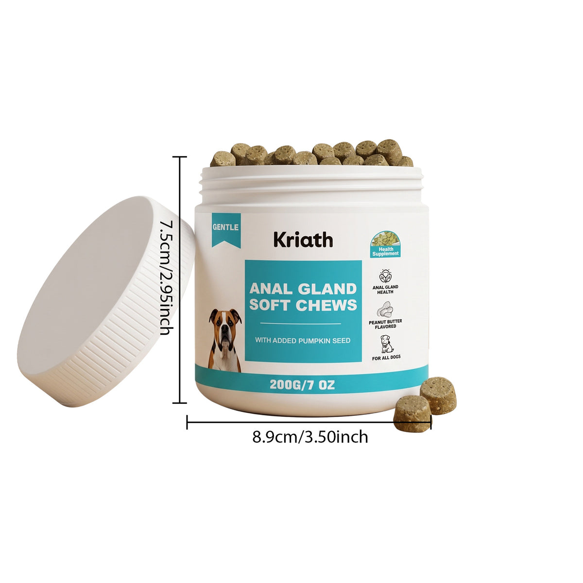 Kriath Dog Care Soft Chewable Tablets With Mild Ingredients To Protect The Dog's Buttocks And Supplement Nutrition