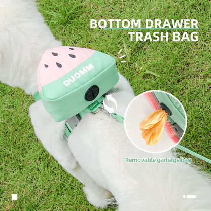 Cute Fruit Backpack Pet Chest Strap Set Anti Slip Soft Breathable Pet Chest Strap Traction Rope Dog Cat Pet Backpack...