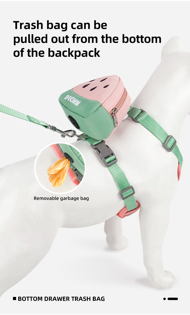 Cute Fruit Backpack Pet Chest Strap Set Anti Slip Soft Breathable Pet Chest Strap Traction Rope Dog Cat Pet Backpack...