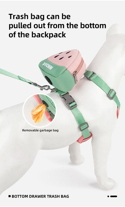 Cute Fruit Backpack Pet Chest Strap Set Anti Slip Soft Breathable Pet Chest Strap Traction Rope Dog Cat Pet Backpack...