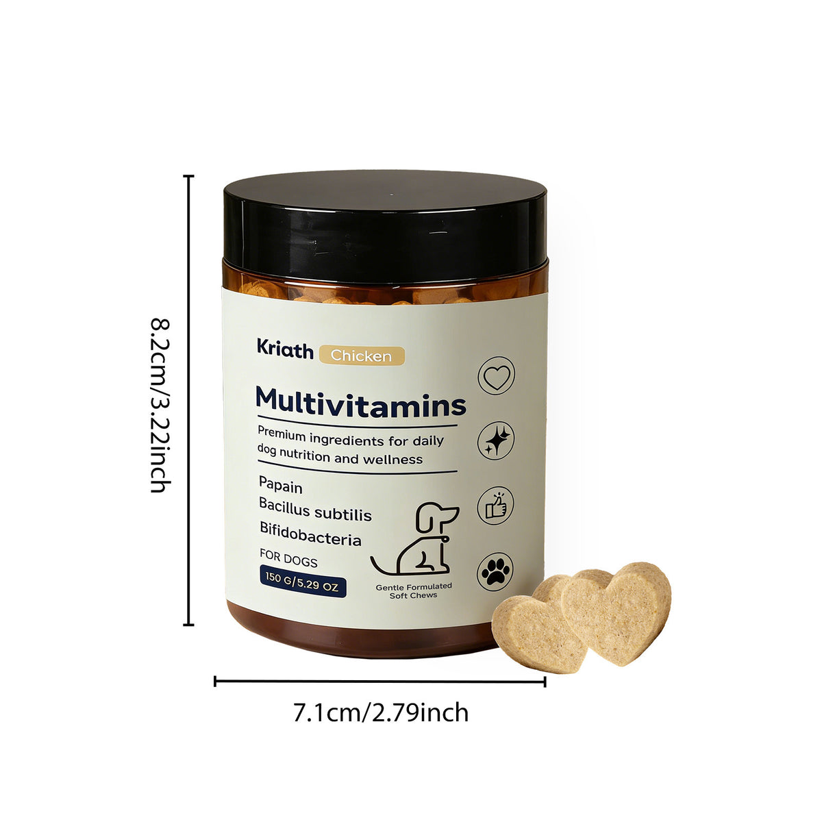 Kriath Dog Multivitamin Chewable Tablets Mild Formula For Daily Care Of Dog Body Balance And Nutrition