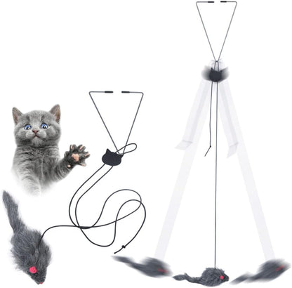 Interactive Cat Feather Toys Retractable Teaser Toy Hanging Interactive Toys For Indoor Cats Kitten Play Chase Exercise Kitten Mental Exercise Toys