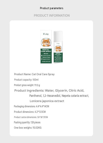 Eeljoy Cat Oral Care Spray Is Suitable For Cats For Daily Oral Cleaning, Eliminating Odors And Freshening Breath