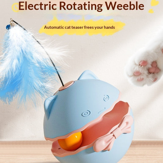Kitten Self Entertainment Boredom Busting Toy Feather Ball With Automatic Cat Teaser