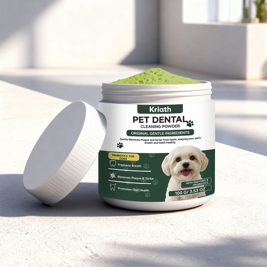 Kriath Pet Teeth Cleaning Powder For Cats And Dogs, Fresh Breath Daily Oral Care Tooth Powder For Pets