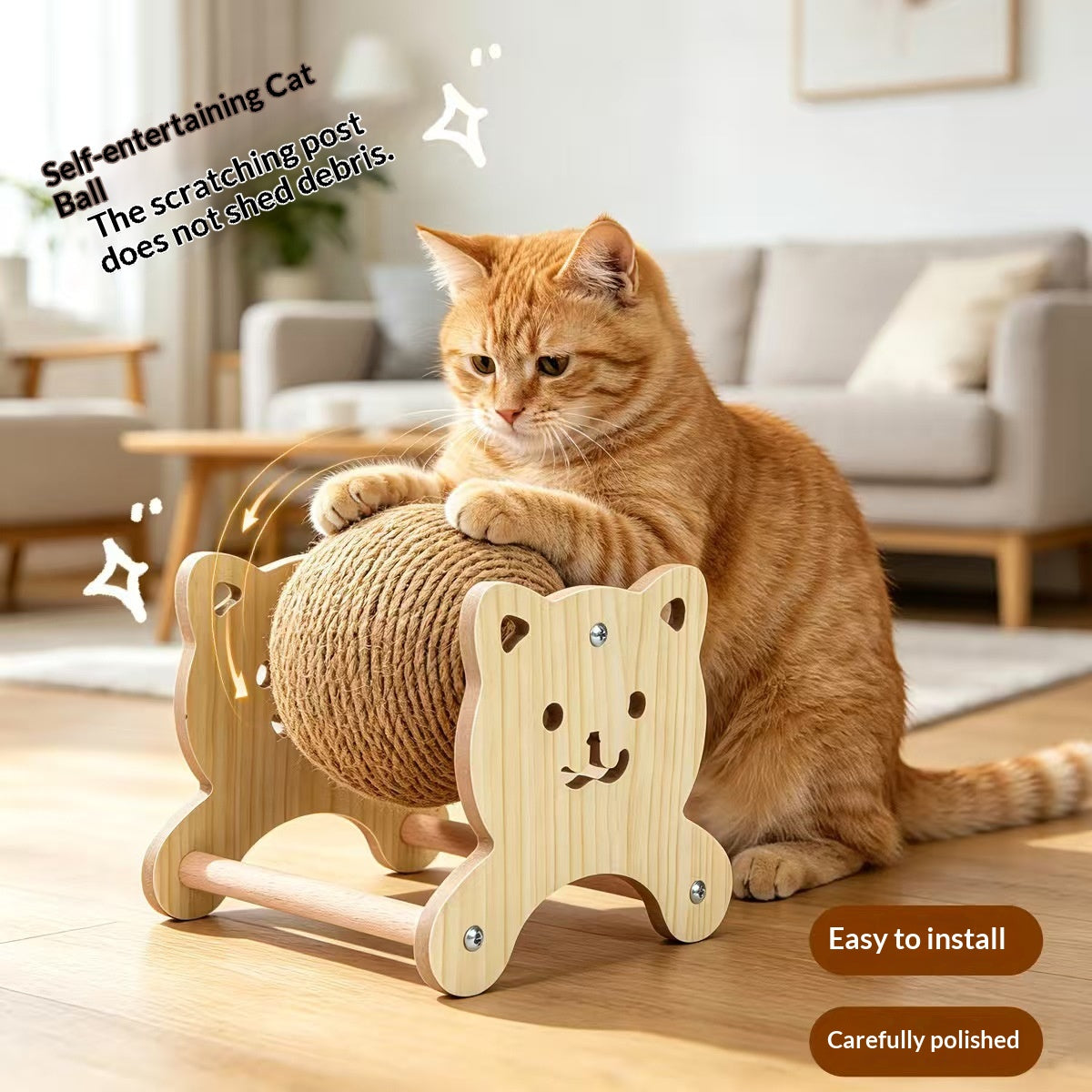 Sisal-Woven Wear-Resistant Vertical Cat Scratching Ball Innovative New Pet Toy