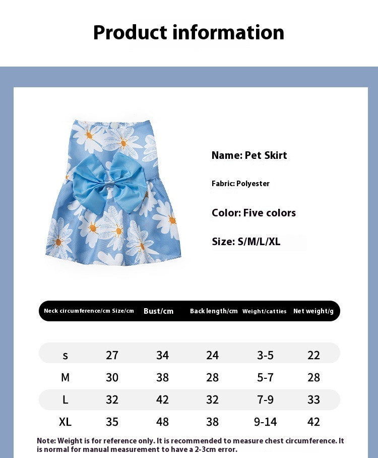 Summer Ultra-Thin Cool Pet Clothes Dog Cat Pet Fashion Floral Butterfly Knot Princess Dress