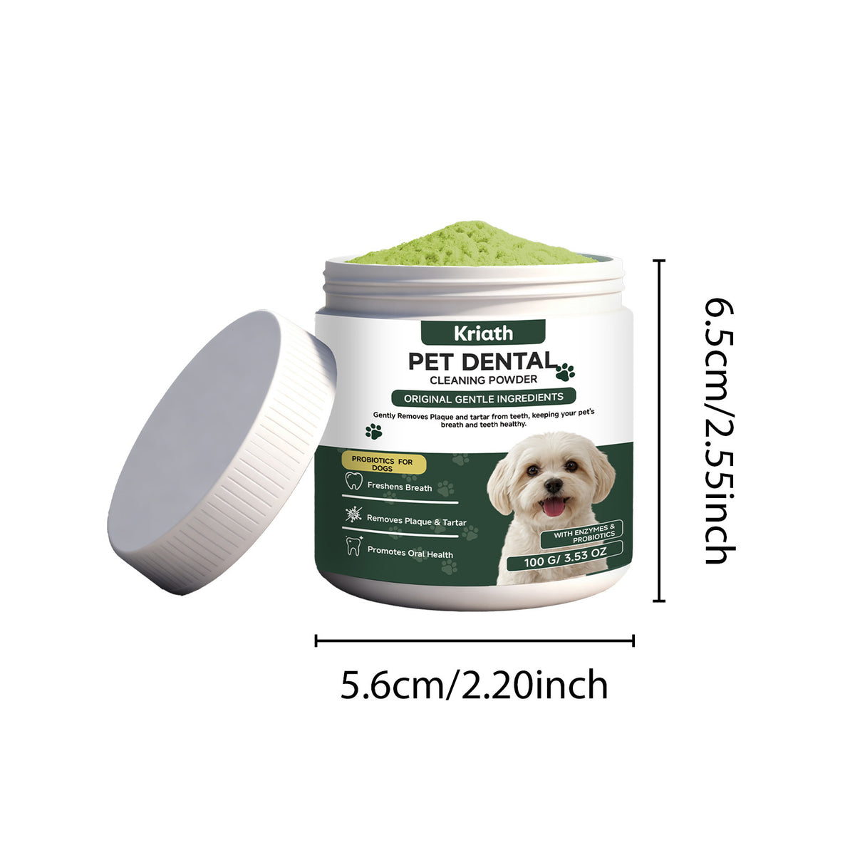 Kriath Pet Teeth Cleaning Powder For Cats And Dogs, Fresh Breath Daily Oral Care Tooth Powder For Pets