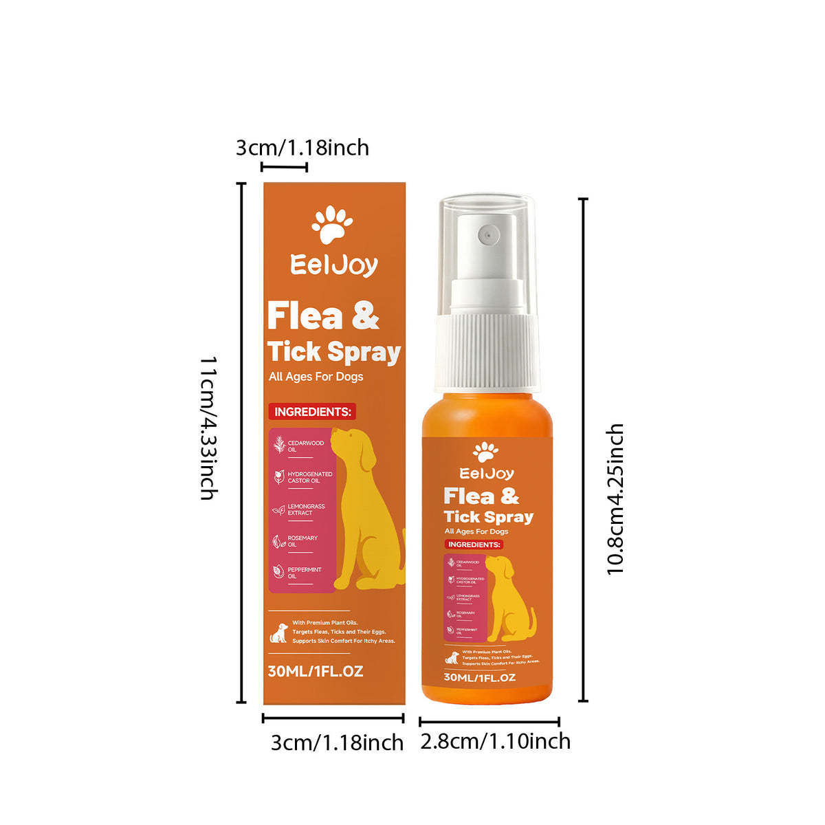Eeljoy Dog Flea And Tick Spray Gentle Cleansing And Refreshing For Pet Fur Daily Insect Repellent And Cleaning