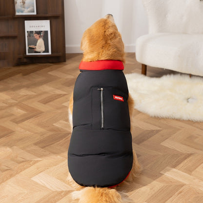 For Autumn and Winter, It's a Trendy and Cool Pocket for Large Dogs, Thick and Warm Cotton-Padded Vests, and Golden...