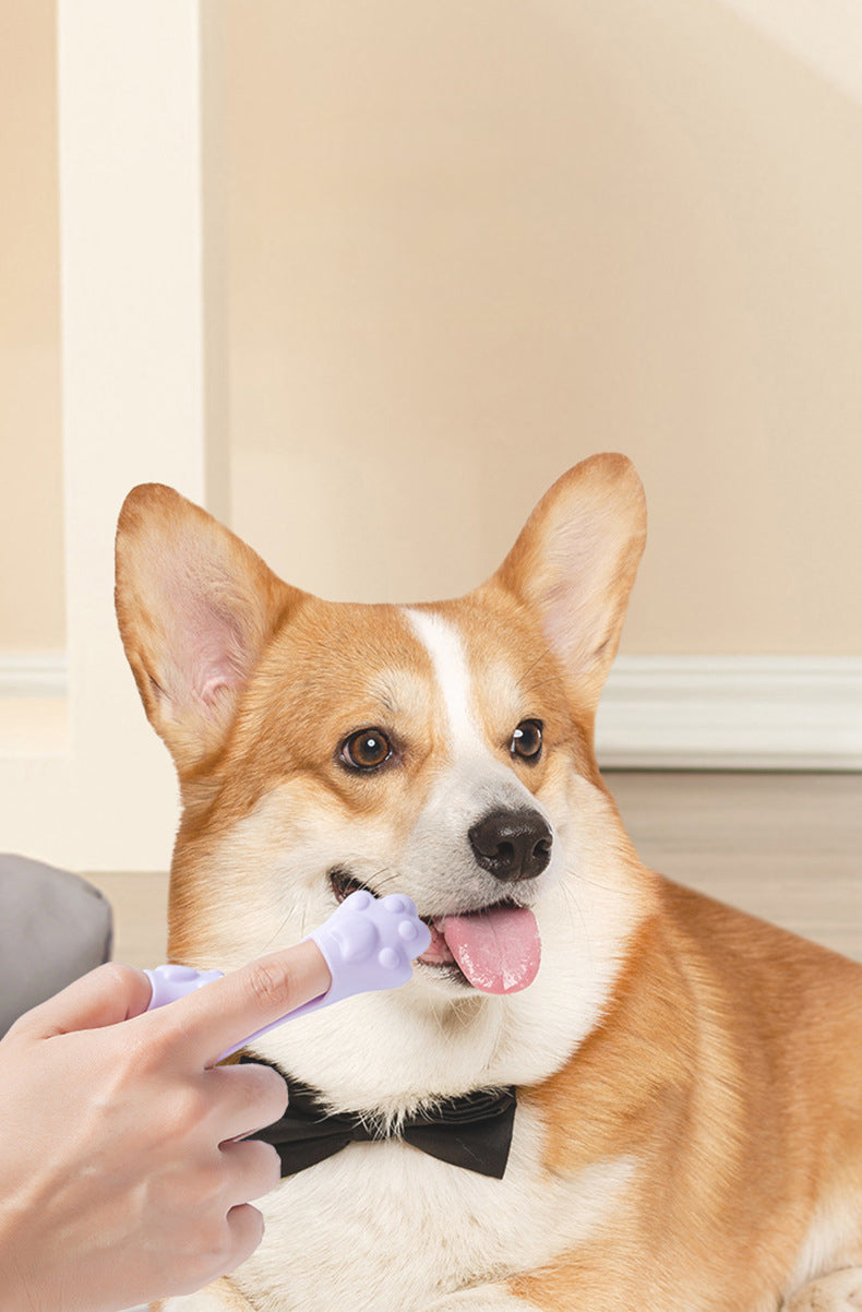 Silicone Toothbrush For Pets Food Grade Oral Cleaning Tool Finger Cover Toothbrush For Dogs And Cats