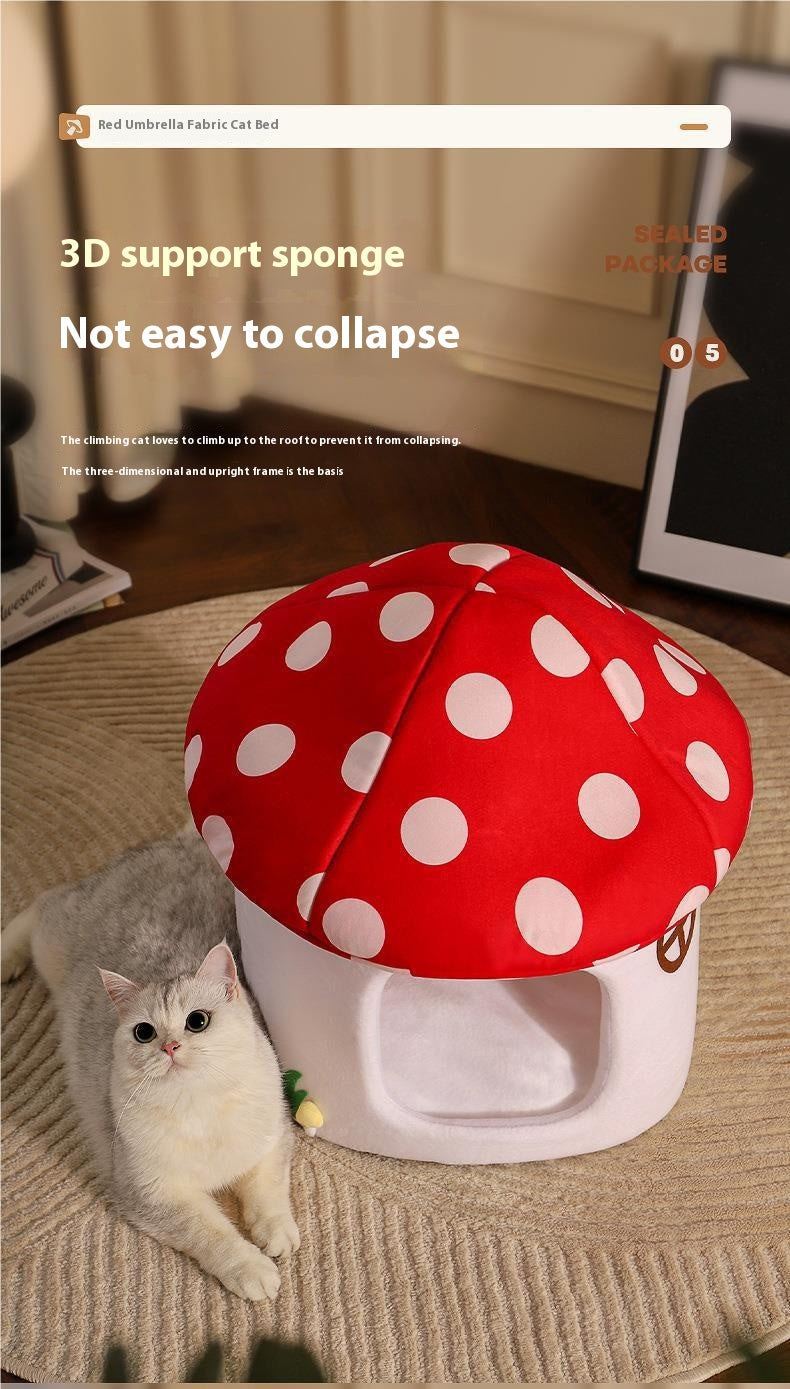 Mushroom Four Seasons Universal Cat Bed Cute Cat Semi-enclosed