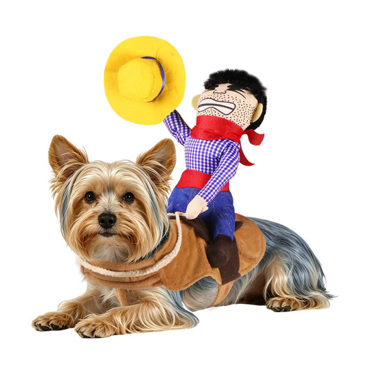 Dog Halloween Costumes, Funny Dog Cowboy Rider Costume, Adjustable Pet Halloween Cosplay Costume for S M L XL Dogs