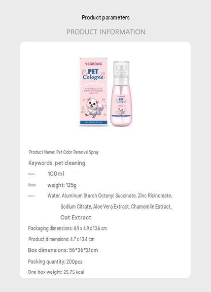 Cross-Border Yegbong Pet Deodorizing Spray Daily Gentle Cleaning Odor Removal Air Freshening Portable Spray