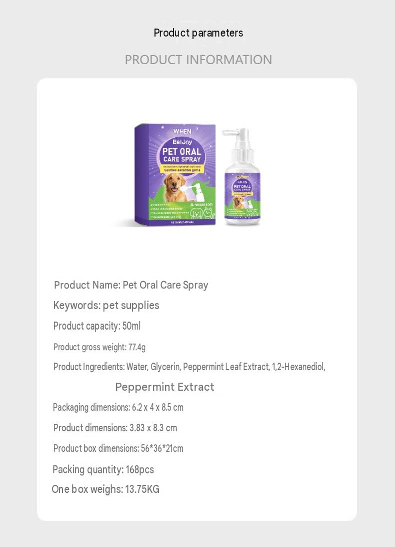 Eeljoy Pet Oral Care Spray Freshens Breath And Gently Cleans Teeth Suitable For Daily Care Of Pets