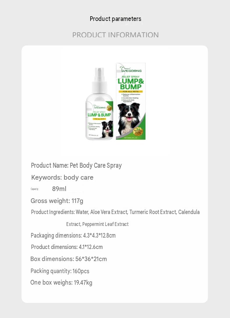 Yegbong Pet Body Care Spray Gentle Ingredient Care Spray For Pet Body Care