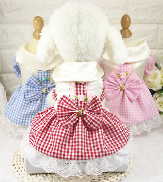 British Style Cotton Plaid Dog Pet Clothes