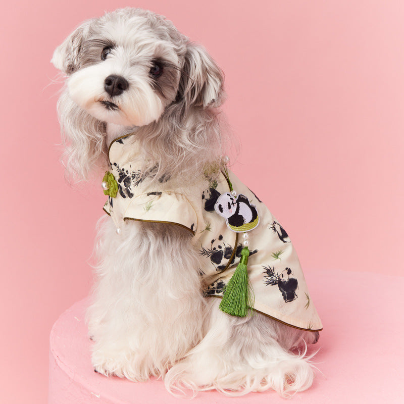 Chinese Style Teddy Schnauzer Bichon Sleeveless Panda Vest - Pet Clothing