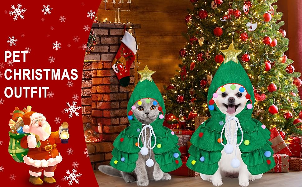 Cat Christmas Outfit Cat Kitten Christmas Clothes Cat Christmas Tree Costume With Star Ornament For Cats Kittens Pets