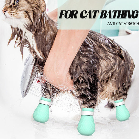 Cat Anti-scratch Foot Cover Silicone Anti Cat Paw Scratch Gloves Hold Cat Wash Cat Feed Medicine Pet Foot Cover 4 Pcs