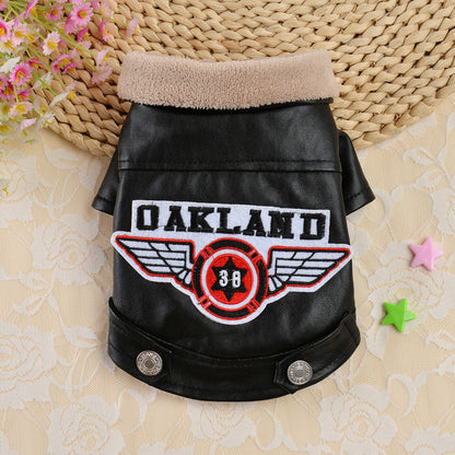 Pet Casual Embroidery Leather Dog Clothes