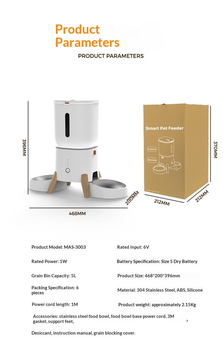 5L Pet App-Controlled Remote Smart Feeder