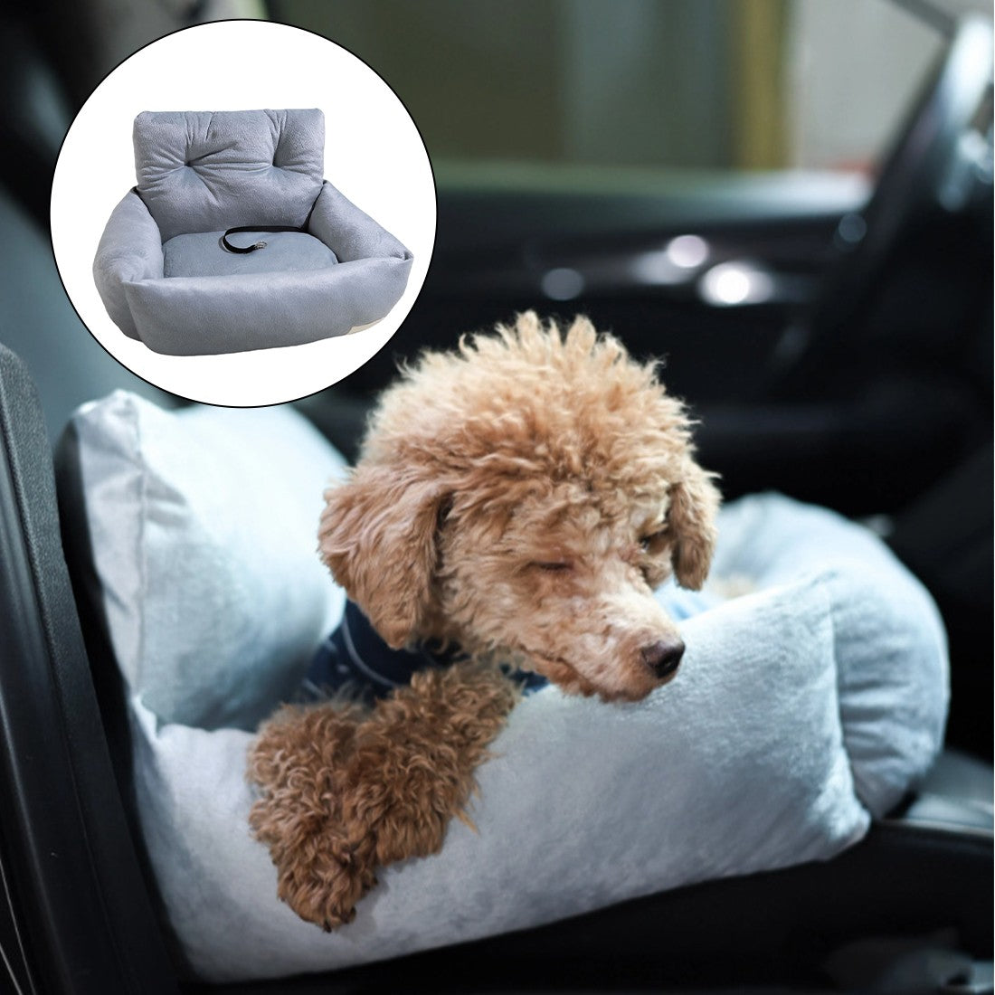 Dog Car Booster Seat Soft Plush Travel Bed Washable Pet Car Seat Safety Strap
