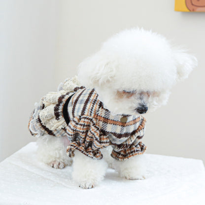 Pet Clothes Dog Cat Clothing Clothing Autumn And Winter Maillard Woolen Skirt