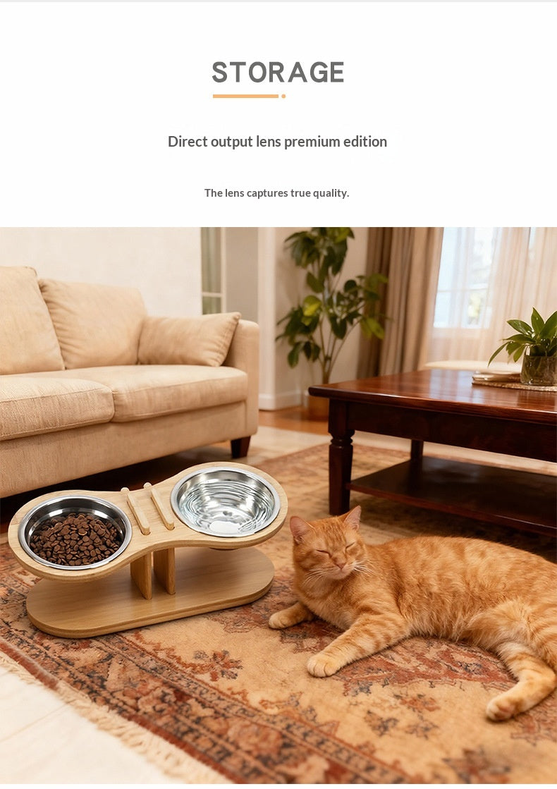 Adjustable Tilted Pet Stand With A Feeding Bowl